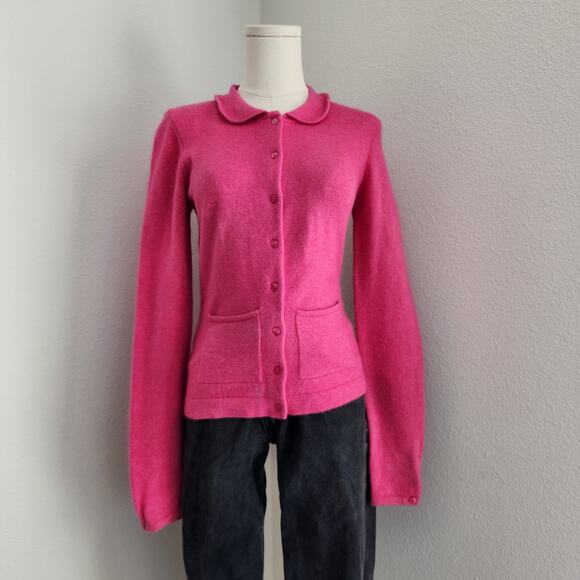Studio Y Sweaters - Vintage Y2K Studio Y Pink Wool Blend Knit Cardigan Sweater S Long Sleeve Barbie
